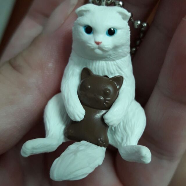 扭蛋《點心貓系列10》  點心貓咖啡（cafe）屋  白色貓咪抱著巧克力餅乾