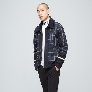 【VOUX】抗菌絨毛格紋雙面外套(男)-無煙煤黑