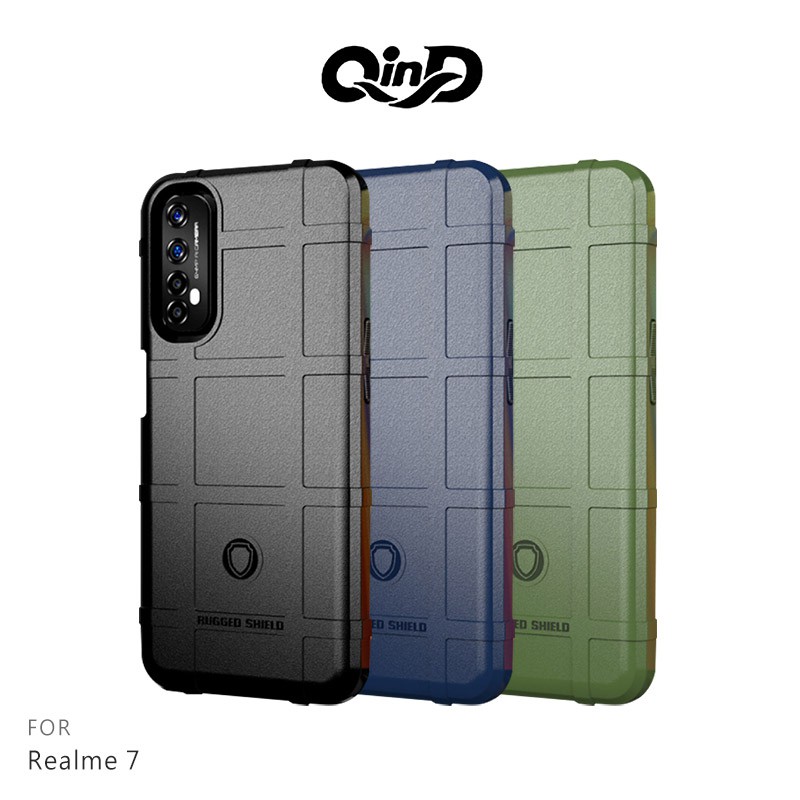 QinD Realme 7 戰術護盾保護套 TPU 手機殼 鏡頭加高 現貨 廠商直送