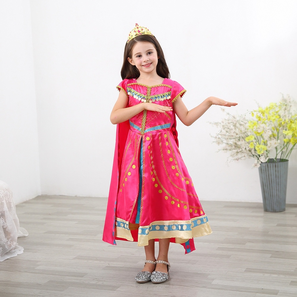 桃紅印度公主服+披風 萬聖節服裝 (不含皇冠) 造型服 女童 扮演 裝扮 角色扮演【p0061238455972】