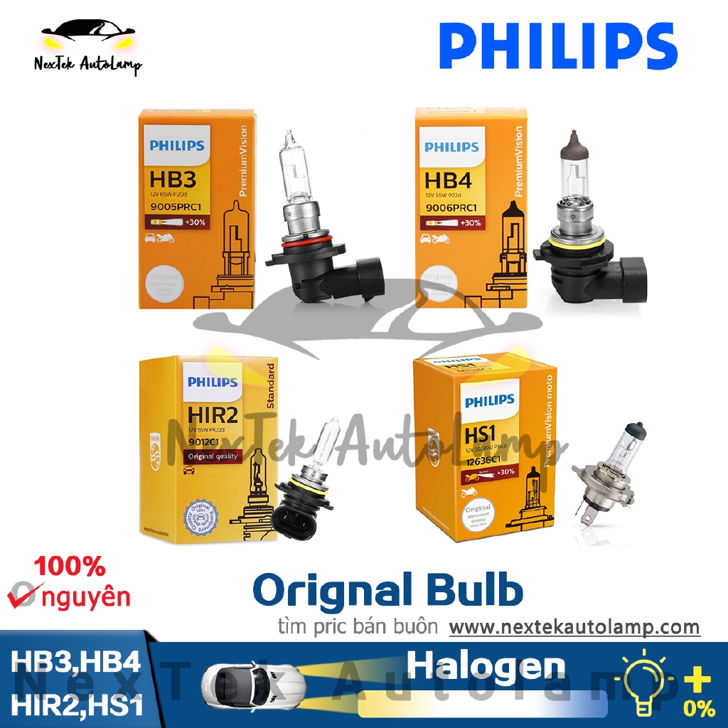 飛利浦標準燈泡 HB3 HB4 9005 9006 HIR2 HS1 高品質汽車大燈鹵素燈泡(1 個燈泡)