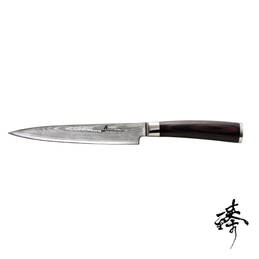 《Zhen 臻》150mm (VG10)鋼 水果刀 - 黑檀木紋柄 ~ 日本進口67層大馬士革鋼