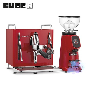 組合價 SANREMO CUBE R 單孔半自動咖啡機 110V 紅色 + AllGround 磨豆機 110V 磨豆機