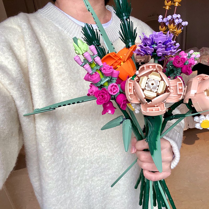 樂高花束積木lego玫瑰永生插花盆景玩具女孩系列益智8情人節 蝦皮購物