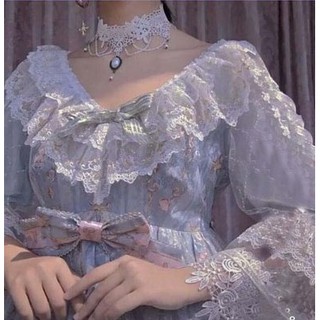 現貨在臺 貓熊繽雰 LOLITA甜美玫瑰鍊條項鍊寶石珍珠 復古宮廷新款歐美誇張創意跨白色蕾絲項鏈 寶石吊墜速賣通熱銷項飾