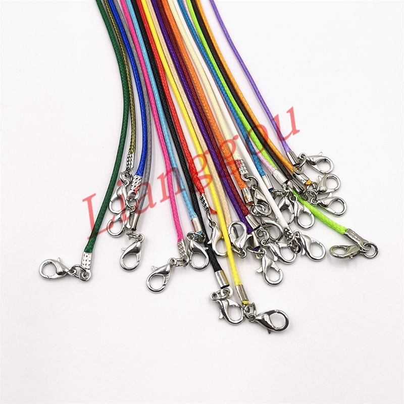 【P3S100】【1個價格】蠟線 多色PU皮龍蝦扣 DIY手工橡膠繩項鏈配件 皮革繩項鏈
