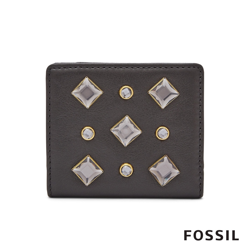 FOSSIL MADISON 皮革嵌英式黃銅裝飾短夾 SWL2277001