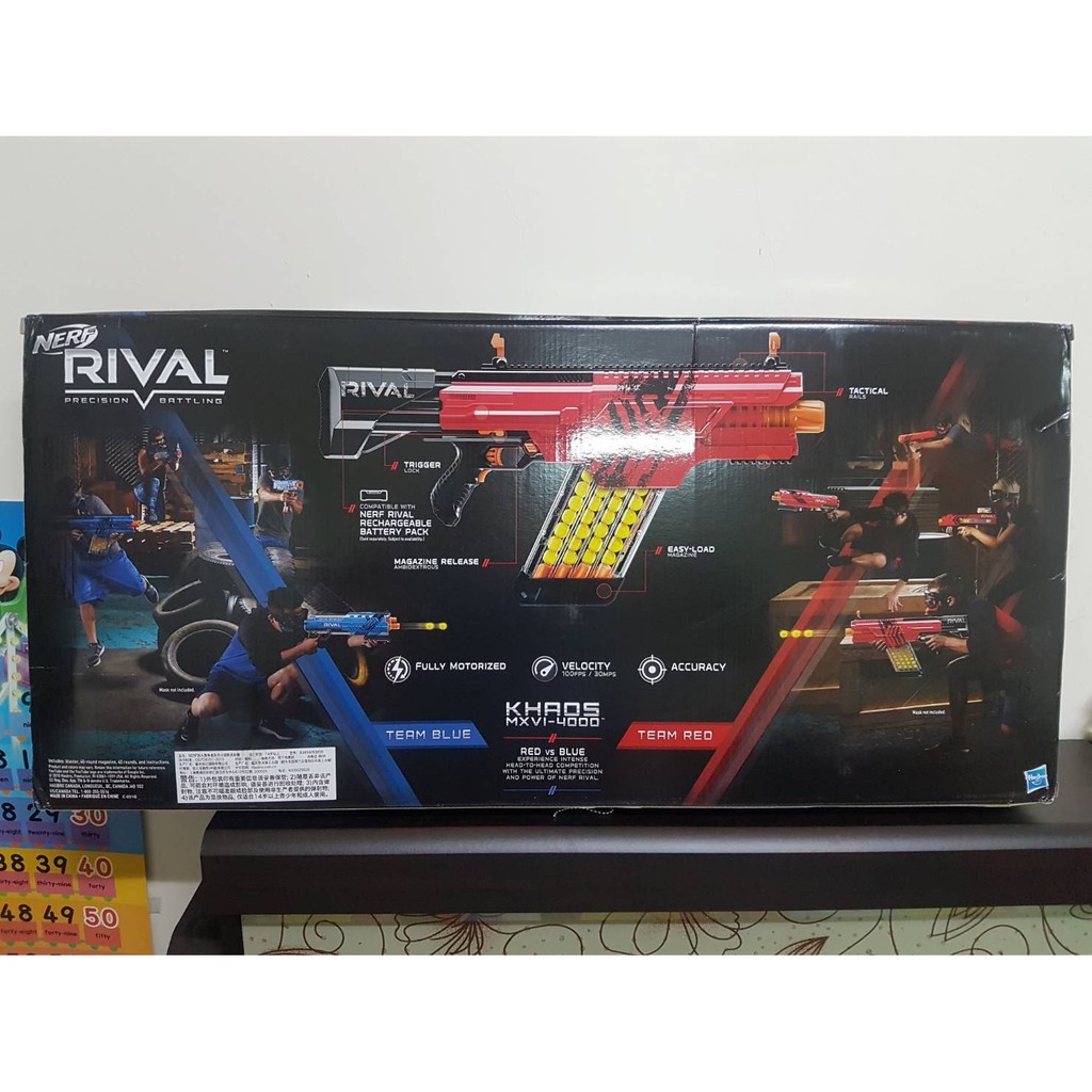 BIGLP~1212聖誕節~NERF RIVAL KHAOS MXVI-4000 40球電動槍(紅)卡俄斯~全新盒裝