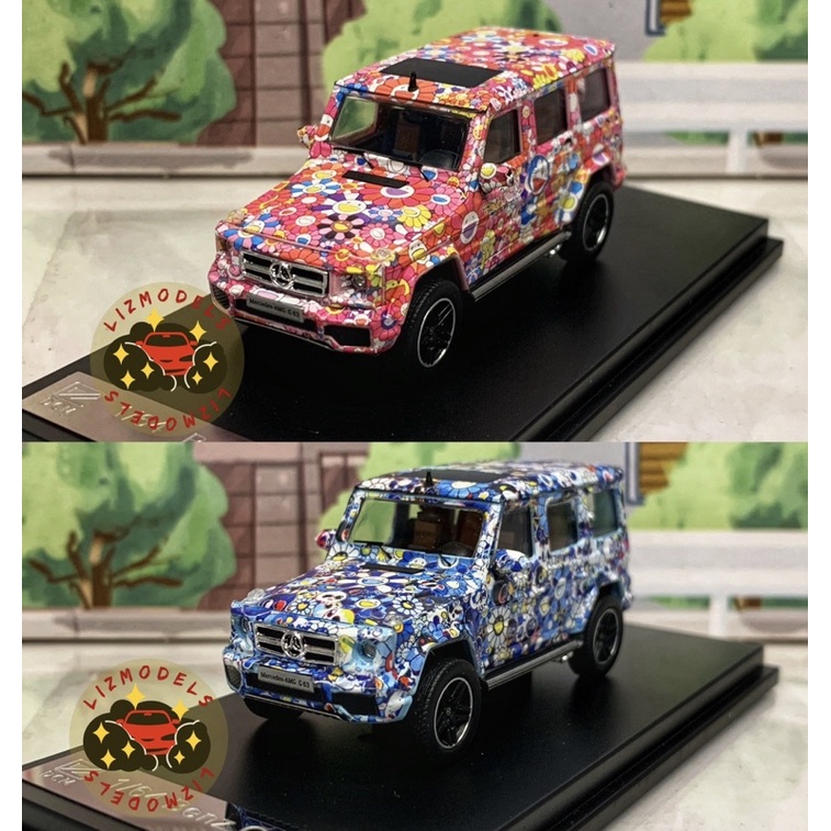 🔅里氏模型車 1/64 賓士 Benz G63 大G 村上隆 小花 哆啦A夢 TM 骷髏與花 合金模型車