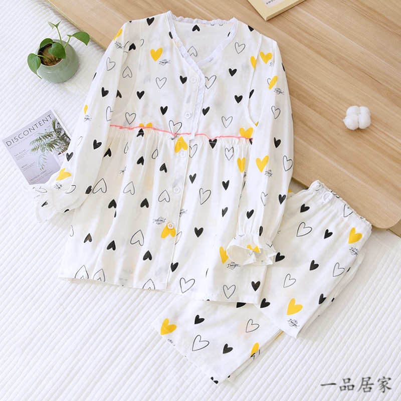月子服套裝100%純棉孕婦睡衣 春夏款方便側開口哺乳大尺碼寬鬆可外穿產婦睡衣