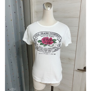 Ralph Lauren Polo Jeans company 玫瑰花圖案女生白色短袖T恤