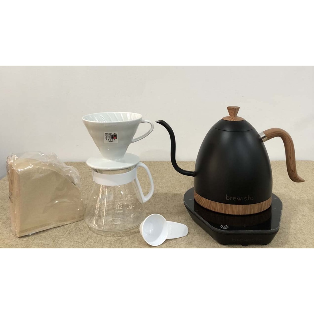 Brewista溫控壺 1.0L+ HARIO V60白色 02 陶瓷濾杯咖啡壺組 特惠組合『歐力咖啡』