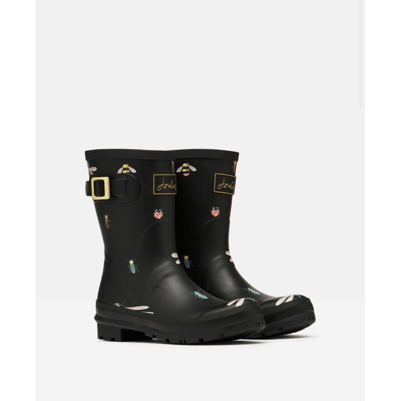Miolla 英國品牌Joules 黑色可愛田園昆蟲高筒雨靴/雨鞋
