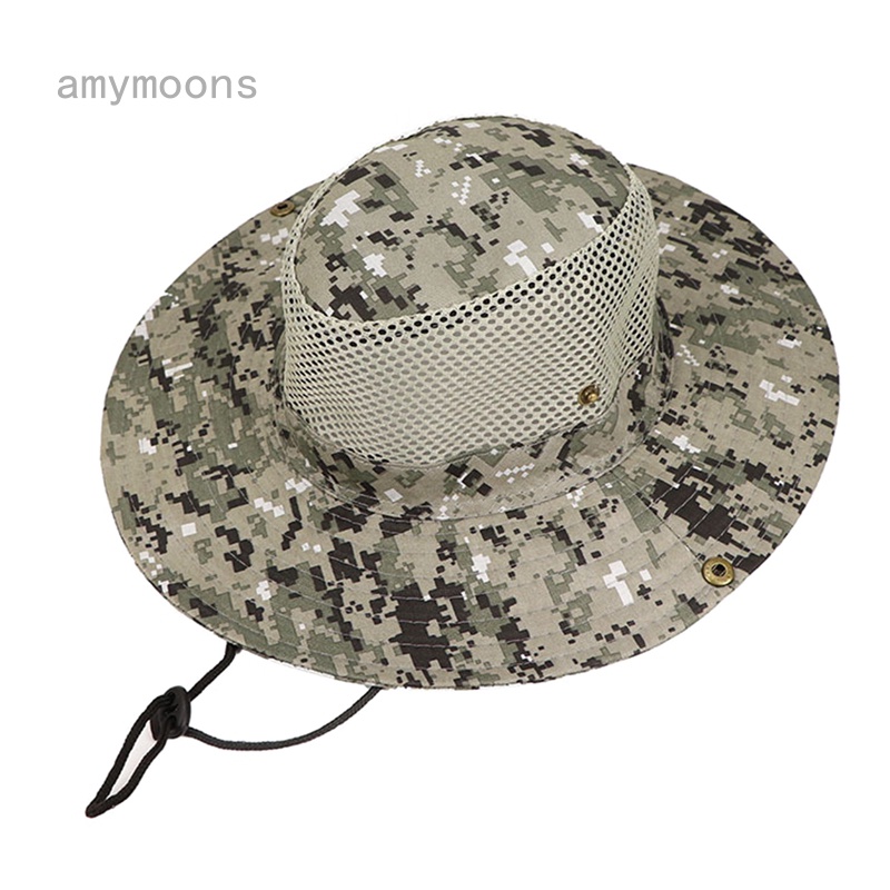 Amymoons 戶外帽數位迷彩帽漁夫帽 釣魚帽防晒遮陽帽 大簷帽登山帽奔尼帽