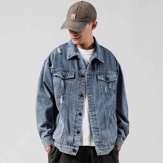 【Survive 3XL】韓國 破壞牛仔外套 夾克 寬鬆 情侶裝 潮流 古著 嘻哈 大尺碼 男友風 男女裝 歐美 刀割