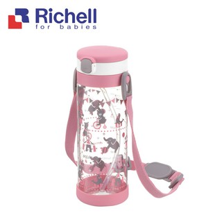 Richell 利其爾｜粉紅派對兩用冷水壺組450ml(全新LC四代水杯系列_內含吸管上蓋&直飲上蓋)