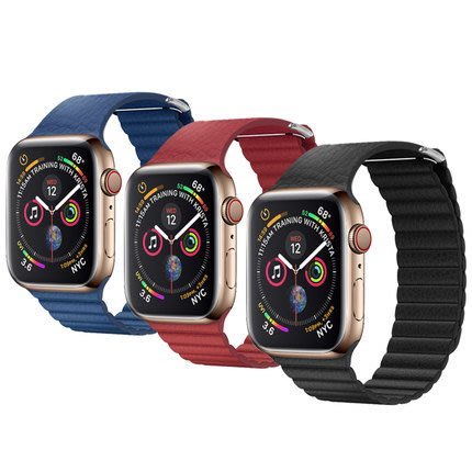 快速出貨 QIALINO Apple Watch S4 S5 S6真皮製回環形錶帶 42/44/45mm蘋果錶帶