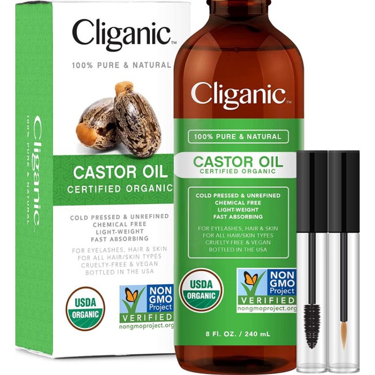 現貨快速出 美國Cliganic USDA 有機認證蓖麻油Castor Oil 100% 240ml睫毛/眉毛/頭髮生長