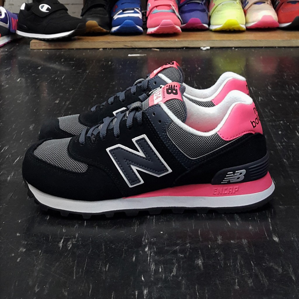 new balance nb 574 WL574CPL 黑色粉紅色白色黑白黑粉麂皮網布慢跑鞋基本款| 蝦皮購物