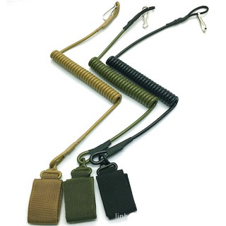 戰術防丟掛繩多功能彈簧背包掛繩彈力伸縮通用鑰匙扣繩水彈槍掛繩