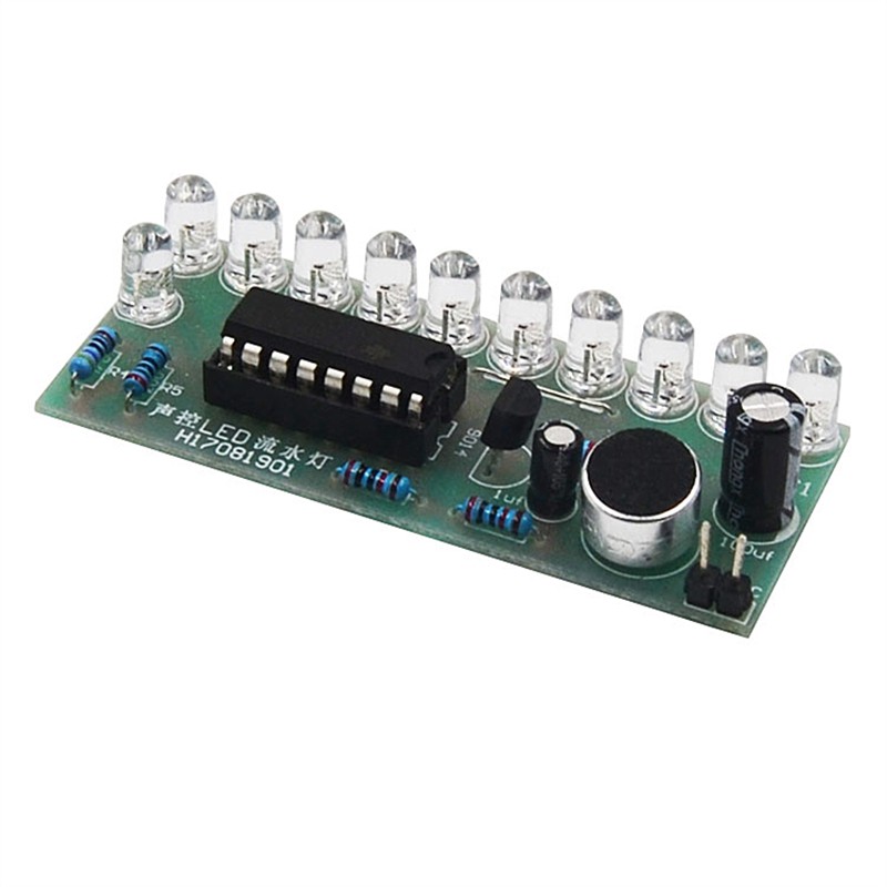 聲控LED流水燈套件 CD4017彩燈控制趣味電子製作教學實訓散件 DIY