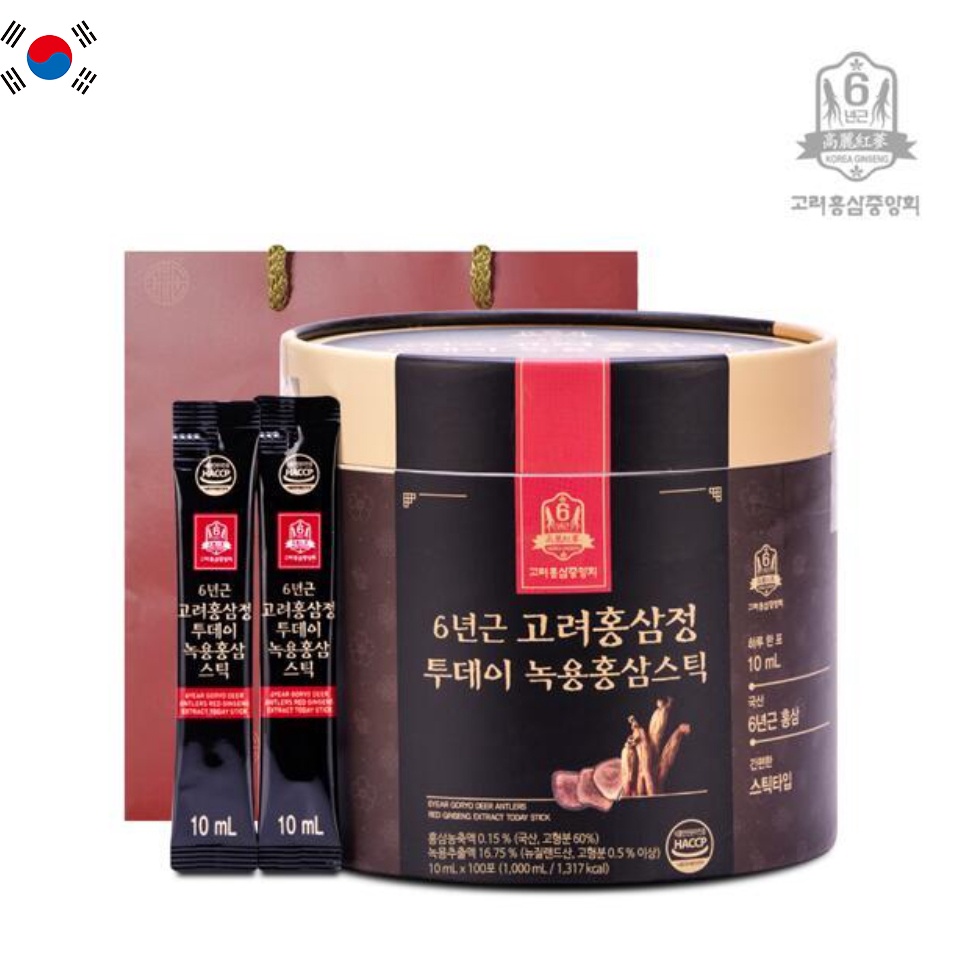 💖[現貨]韓國高麗紅蔘6年根紅蔘鹿茸飲│人蔘禮盒+袋子！1盒100包入 