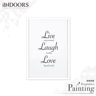英倫家居 北歐風相框裝飾畫 Live Laugh Love 白色框 獨家設計 居家潮流 英文裝飾 實木畫框 壁貼