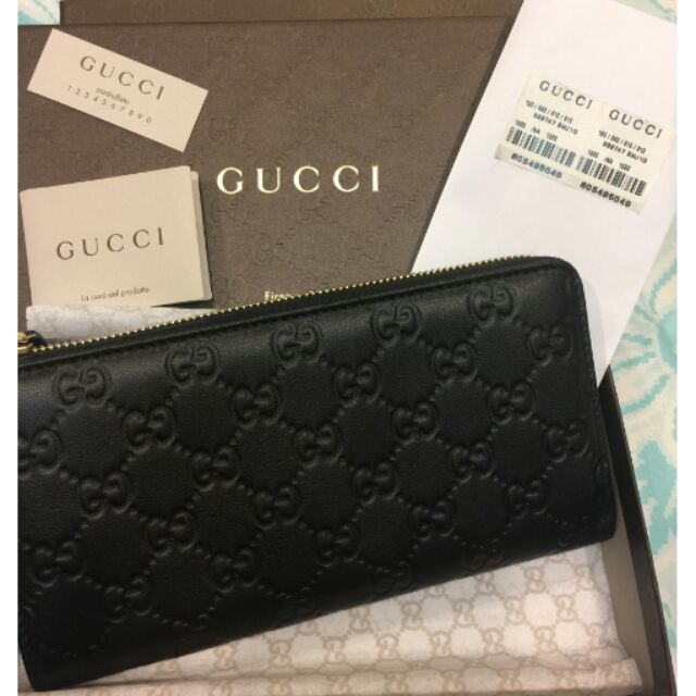 全新 Gucci 壓紋牛皮 Guccissima L型 拉鍊長夾