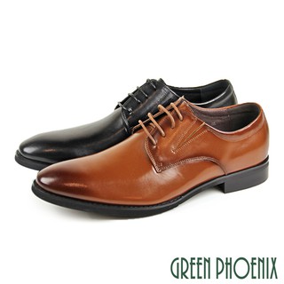 【GREEN PHOENIX】大尺碼/全真皮煙燻漸層素面綁帶紳士皮鞋/商務鞋-男款 T9-10122