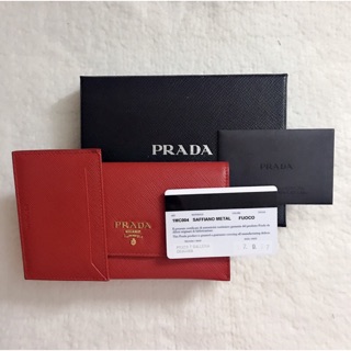 PRADA 金色LOGO 壓釦 萬用卡夾 鈔票夾 小夾