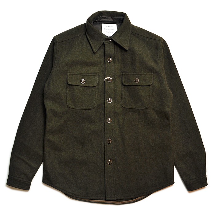 日本Gingamp C.P.O. Shirt極厚款雙口袋方領羊毛襯衫外套日本製深軍綠色