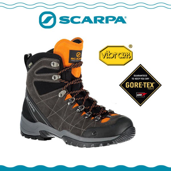 【SCARPA 義大利 GORE-TEX 高筒登山鞋《煤灰/木瓜橘》】60256-201/防水透氣/高筒/黃金/悠遊山水