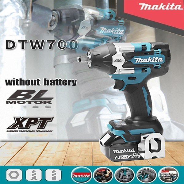makita牧田充電電動扳手DTW700RTJ鋰電衝擊扳手1000N.m大扭力18V電動工具 DTW700 3.0AH