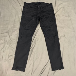 [W32] ZARA 全黑 膝蓋 刀割 破褲 破壞 合身 SKINNY 牛仔褲 彈性 二手 潮流