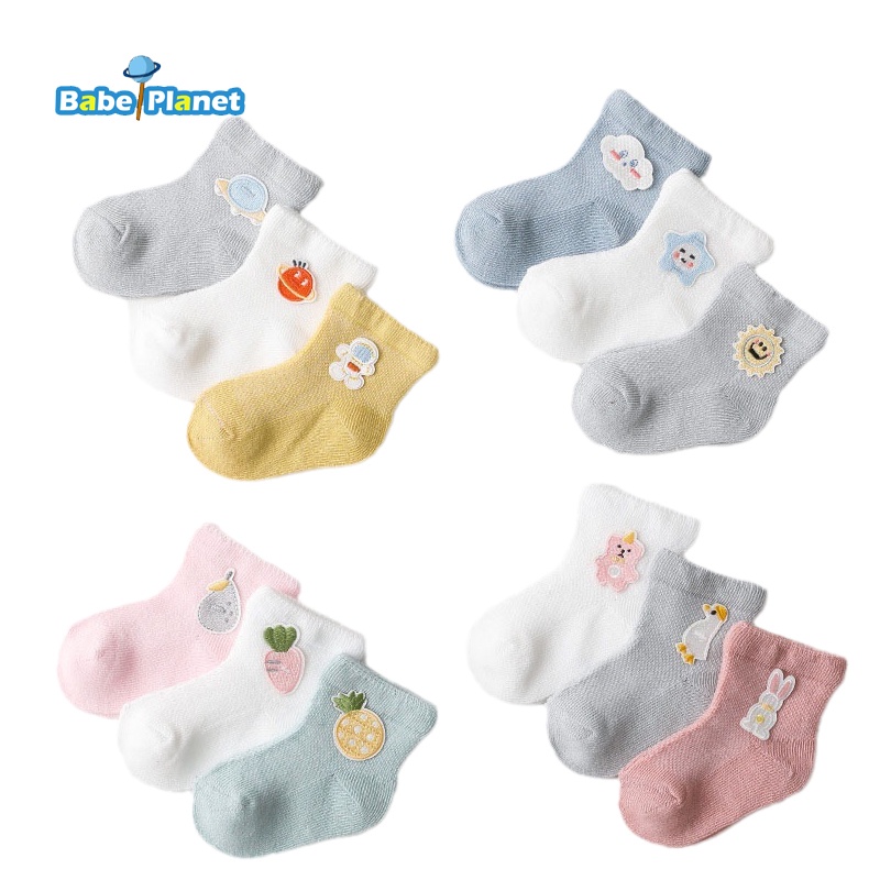 嬰童襪 幼兒襪  兒童短襪 寶寶襪 網眼 夏季 水果 動物 可愛 3雙組 0-5歲