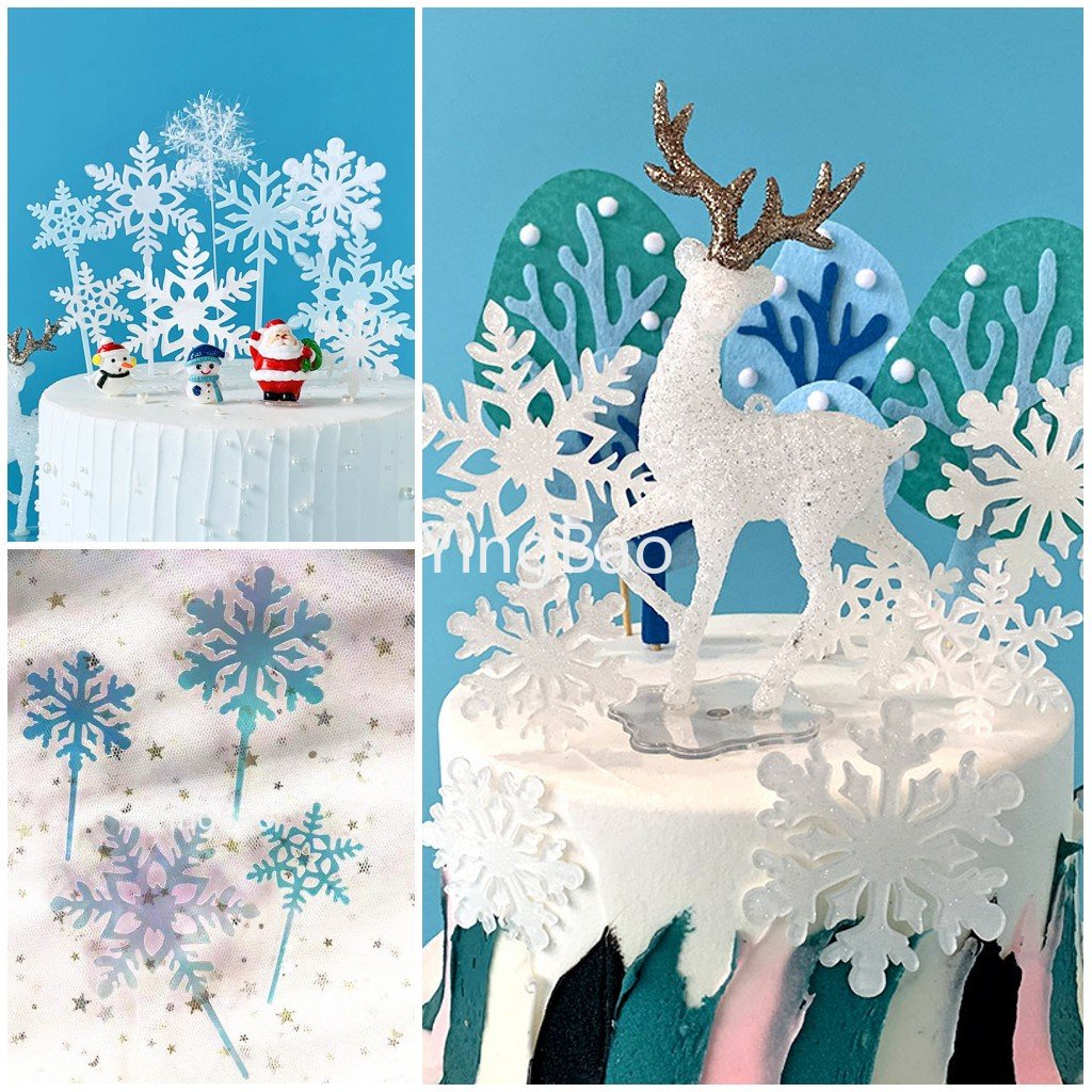 聖誕麋鹿蛋糕裝飾雪花紙杯蛋糕裝飾生日派對麋鹿雪花聖誕裝飾