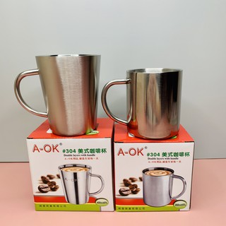 咖啡杯 AOK304不鏽鋼雙層隔熱美式咖啡杯 隔熱杯 咖啡杯 不鏽鋼杯 口杯 水杯 防燙杯 露營杯 杯子 不鏽鋼杯