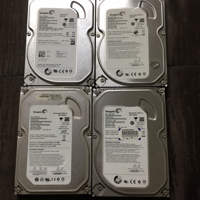 Seagate二手硬碟500G*2顆，250G*2顆，特價1000元