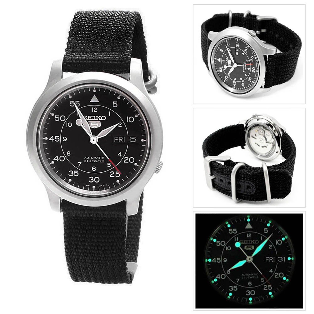 【KAPZZ】SEIKO手錶 精工表 SNK809K2 盾牌5號 黑色帆布 軍用機械錶 男錶