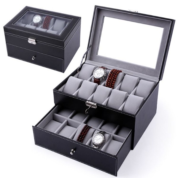 20位高檔雙層手錶收鈉盒 木質手錶箱 首飾箱 收納箱 手錶展示箱