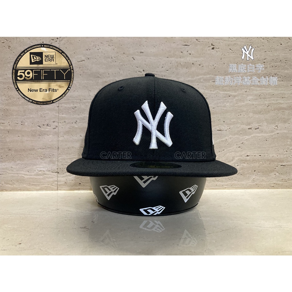 New Era x NY Yankees 59Fifty Black/White 大聯盟紐約洋基隊黑底白字全封尺寸帽