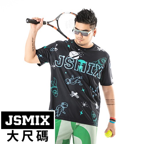 JSMIX大尺碼服飾-大尺碼宇宙人排汗短T【02JT2678】