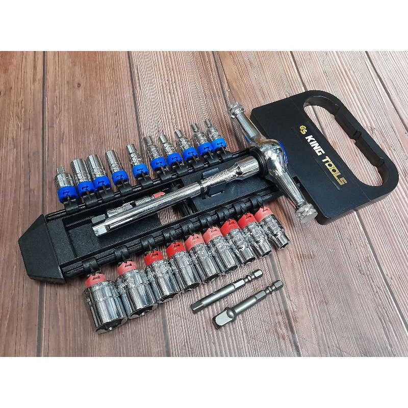 附發票 KING TOOLS  T型棘輪套筒組 22pcs 起子套筒