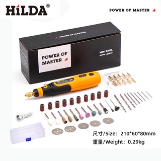 Hilda 3.6v 雕刻機電鑽 110V / 220V 15000RPM 3 速變速電動磨床拋光旋轉工具