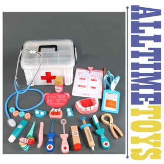 ▂🚀AT TOYS🚀▂ 遊戲 0-3歲寶寶 木製 醫生家家酒 醫藥箱 小針筒 聽診器小孩學習玩具 益智玩具早教系列