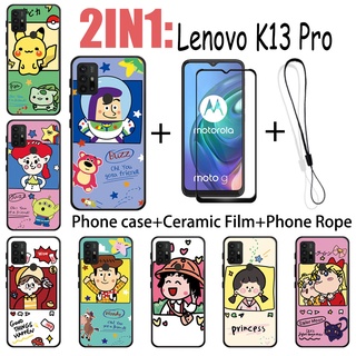 LENOVO 2 合 1 聯想 K13 Pro 手機殼帶鋼化玻璃陶瓷膜螢幕保護膜可愛人物系列