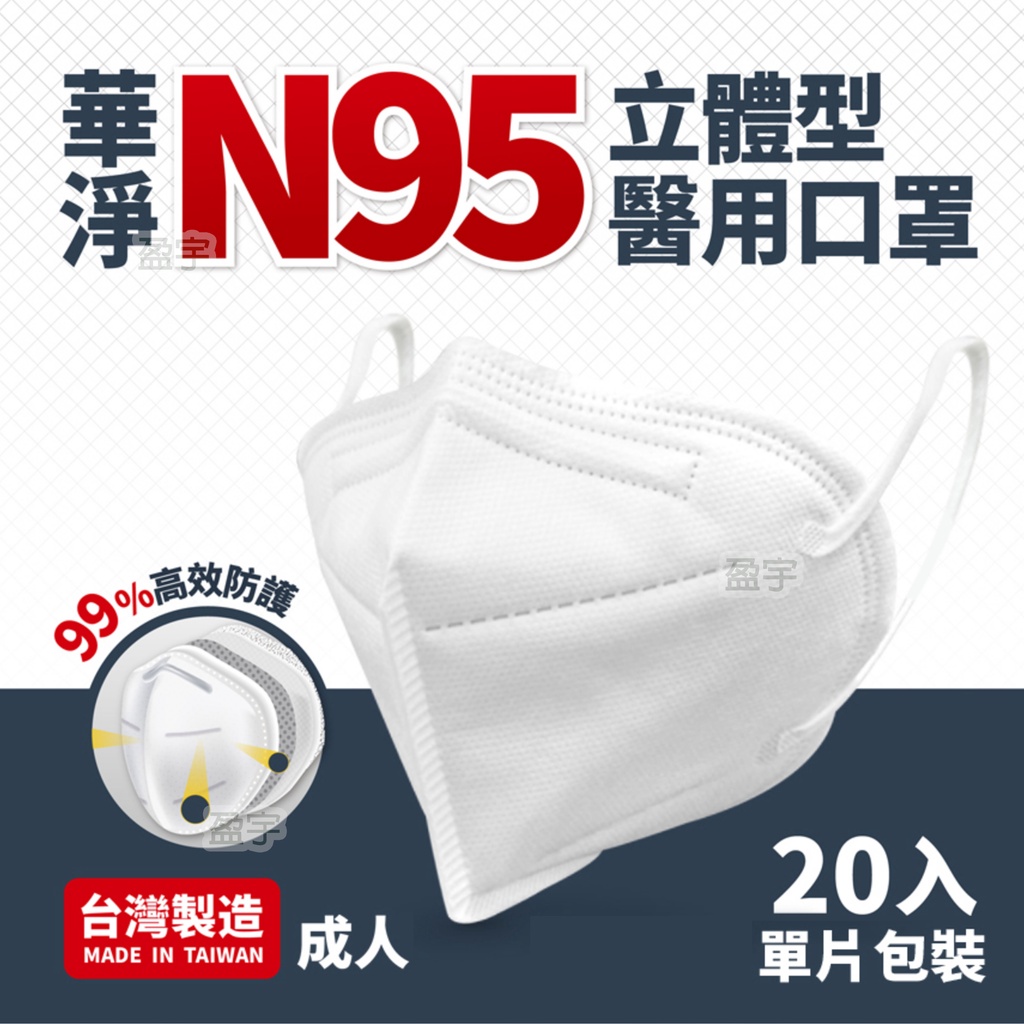 ☾盈宇☽ 華淨醫材 N95 立體型 醫療口罩