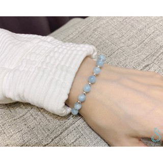 SUMMER 銀飾💫［925純銀］天然海藍寶晶石手鍊 純銀手鏈 純銀飾品 晶石能量手鏈