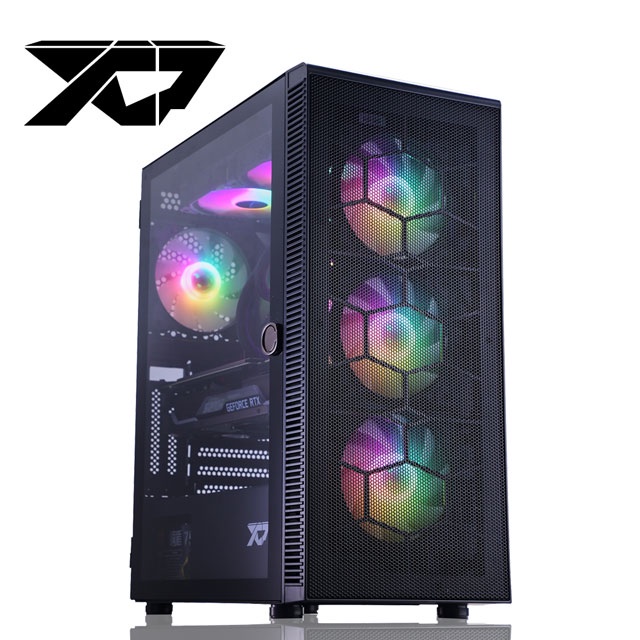 XCP XC-40 PLUS 側掀玻璃設計 ATX 玻璃 電競電腦機殼/USB3.0/(內附4顆12公分ARGB風扇)