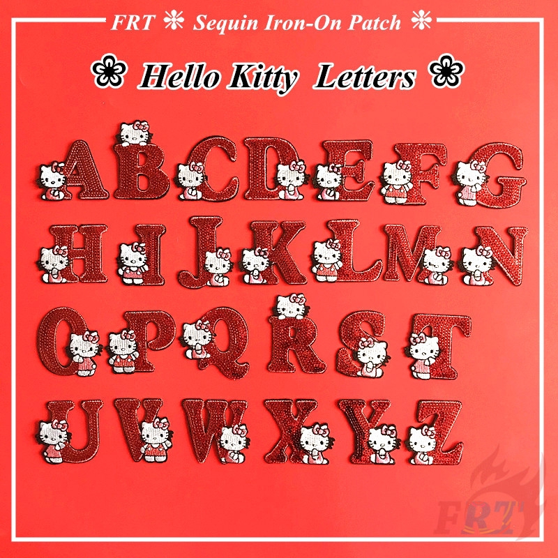 三麗鷗 Sanrio - Hello Kitty 字母亮片熨燙補丁 1 件 DIY 縫製在徽章補丁上的熨斗